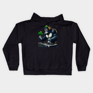 St Patricks Day Bigfoot Sasquatch DJ Saint Paddys Irish Kids Hoodie